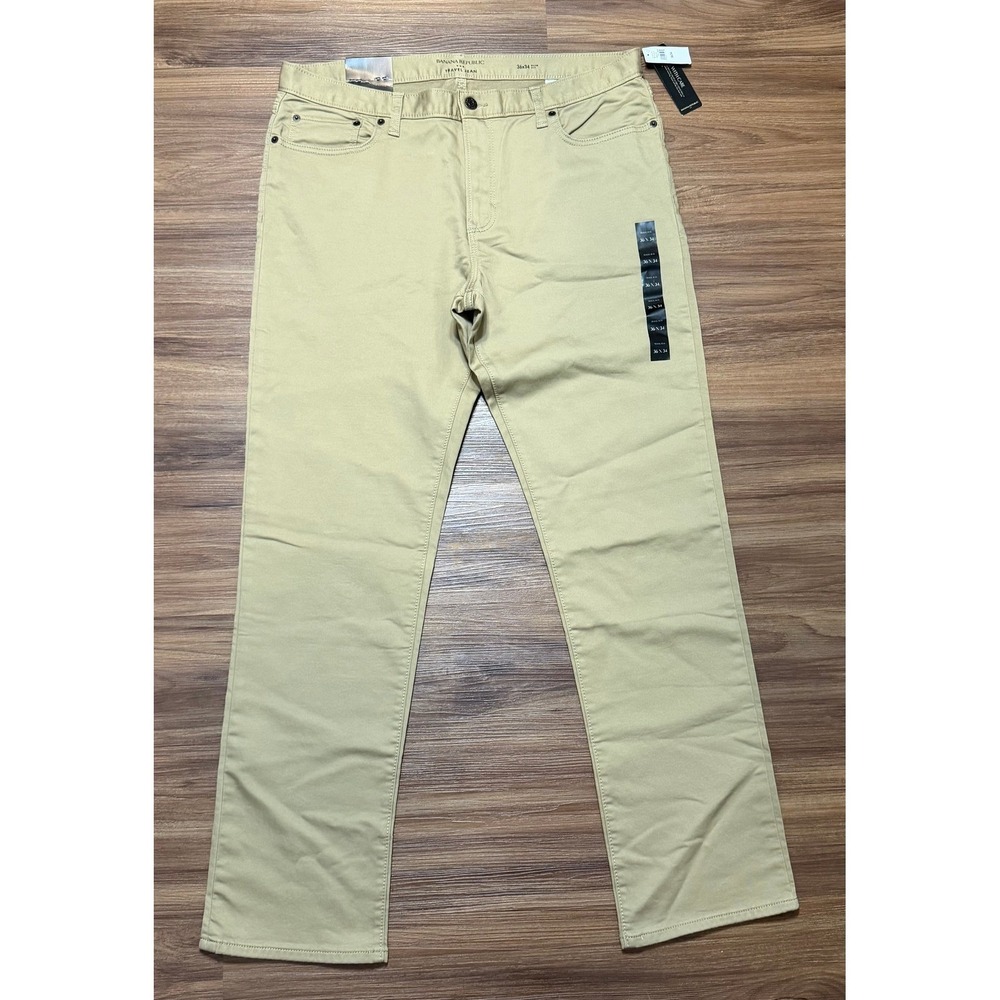 Banana Republic Mens Travel Jean Slim Fit Khaki Tan Stretch Pants Sz 36x34